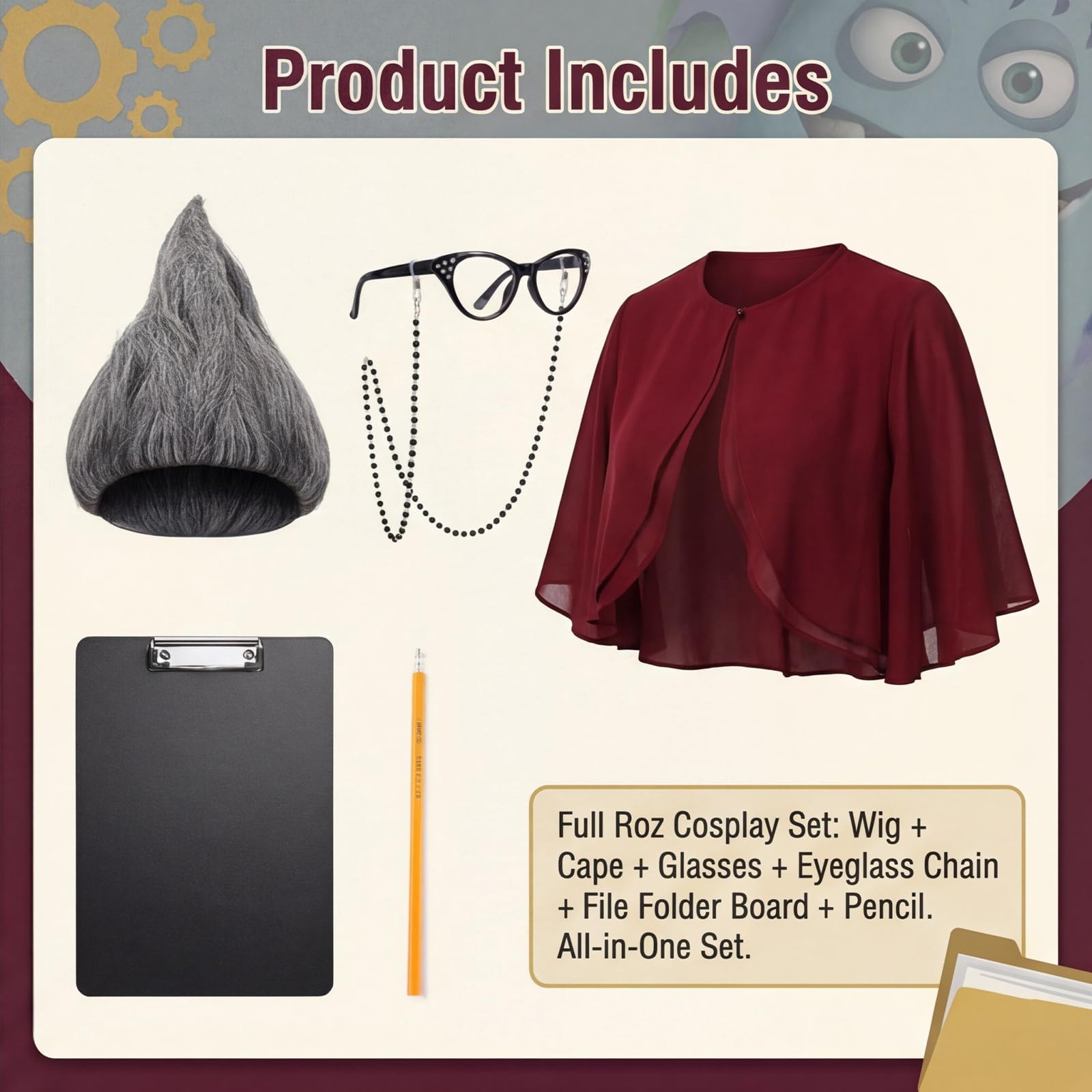 Boyigog Old Lady Costume Old Lady Monster Outfit Wig Shawl Spectacles Folder Pencil Lady Costume for World Book Day Carnival Party 100 Days of School Costumes Women - Image 3