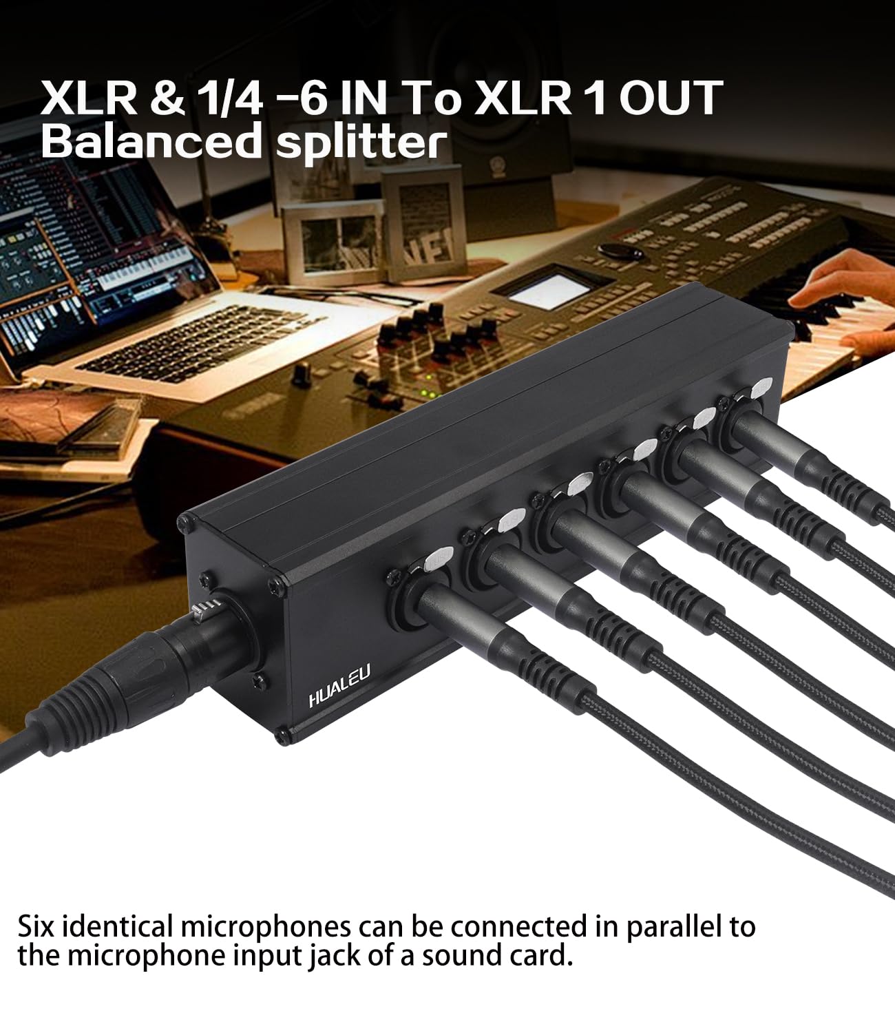 3-poliger XLR- und 1/4-TRS-Splitter, 6-Buchse auf 1 XLR-Stecker, 6-Wege-XLR-Six-Eingang und 1-Ausgang-Parallelanschlussadapter, vier Mikrofoneingänge umgewandelt in einen Ausgang, 15,2 cm auf 1