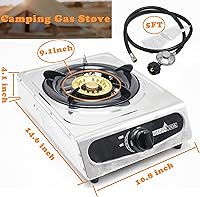 Vista 2 de 1Burner Propane Gas Cooktop,Camping Portable LPG Gas Stove, Auto Ignition Stainless Steel Countertop with regulator burner grate