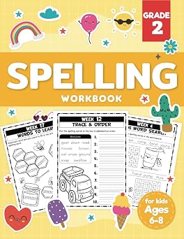 Spelling Workbook Grade 2 2nd Grade Workbook for Kids Ages 6-8 Practice Spelling Skills, Sight Words and Phonics Activities Workbook