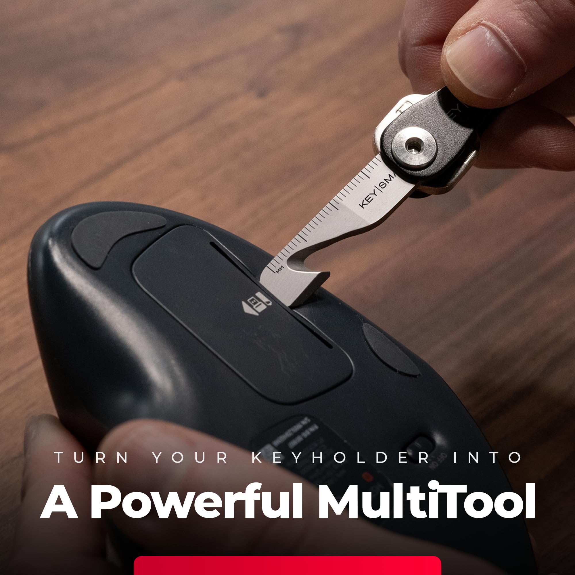 KeySmart MultiTool - Utensile portachiavi multiuso 5 in 1 con taglierino, righello, asta a leva, cacciavite a croce e a testa piatta, EDC Gear Mini Multitool