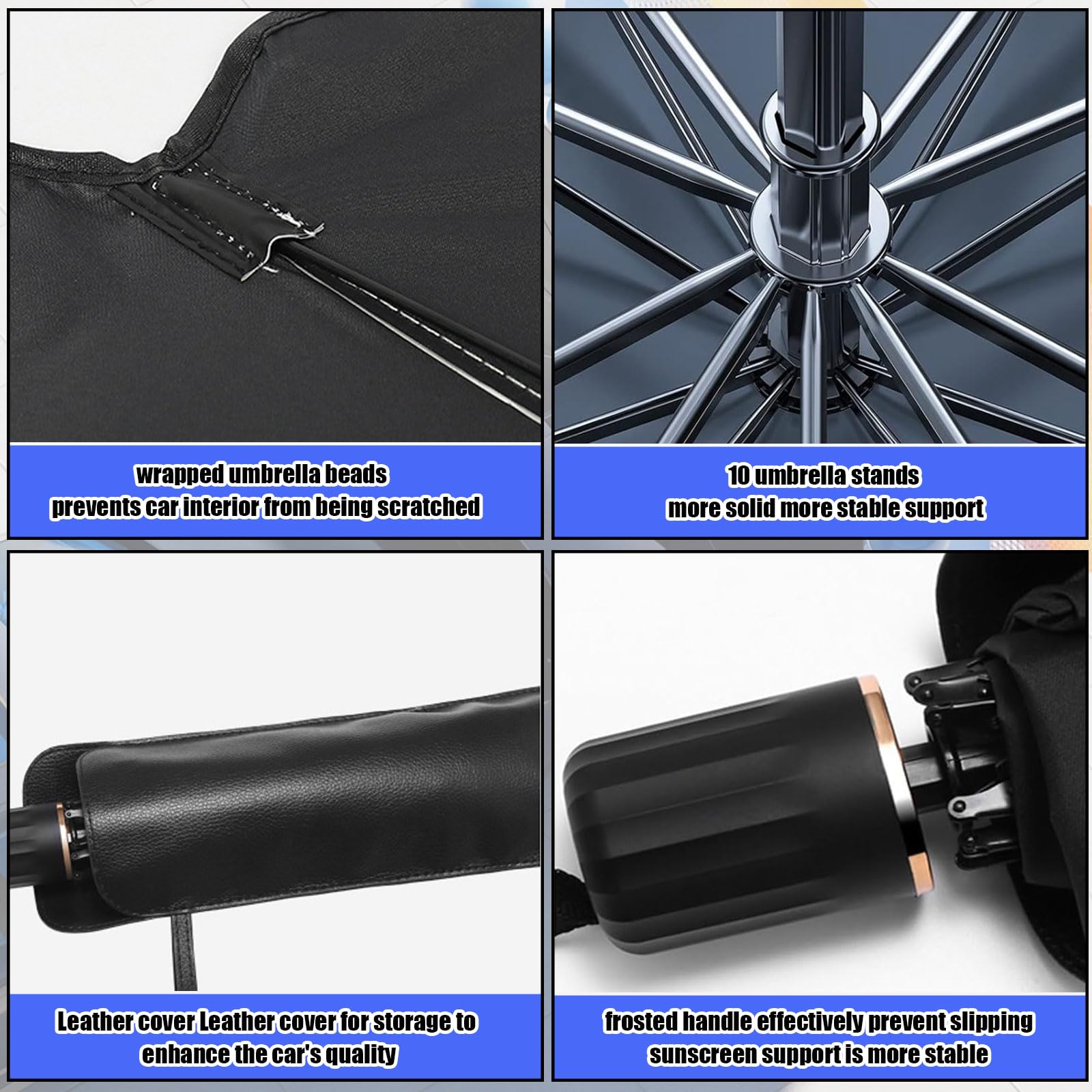 Funnity Parasol Coche Delantero 140 x 80 cm | Paraguas coche tipo paraguas plegable anti calor, apertura instantánea en segundos, sin esfuerzo, protección solar SUV camión