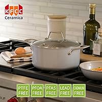 Vista 3 de TECHEF - Colección CeraTerra, olla de sopa de 5 cuartos de galón de cerámica antiadherente con tapa de vidrio (libre de PFAS, PTFE y PFOA)