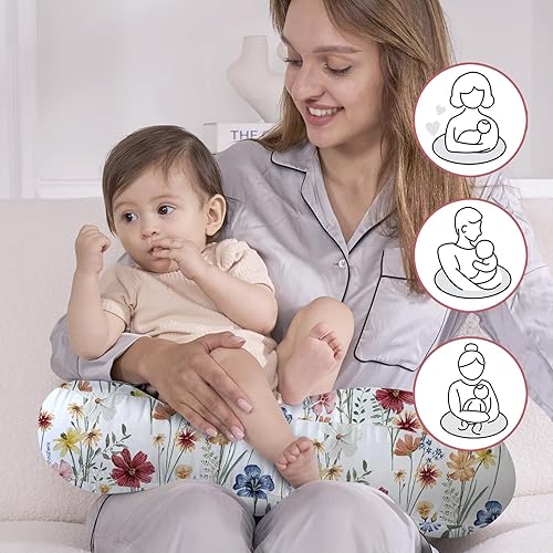 Miniatura 4 de Little Grape Land - Almohada de lactancia mejorada, lactancia materna y biberón durante 0 a 16 meses, funda suave lavable a máquina con relleno