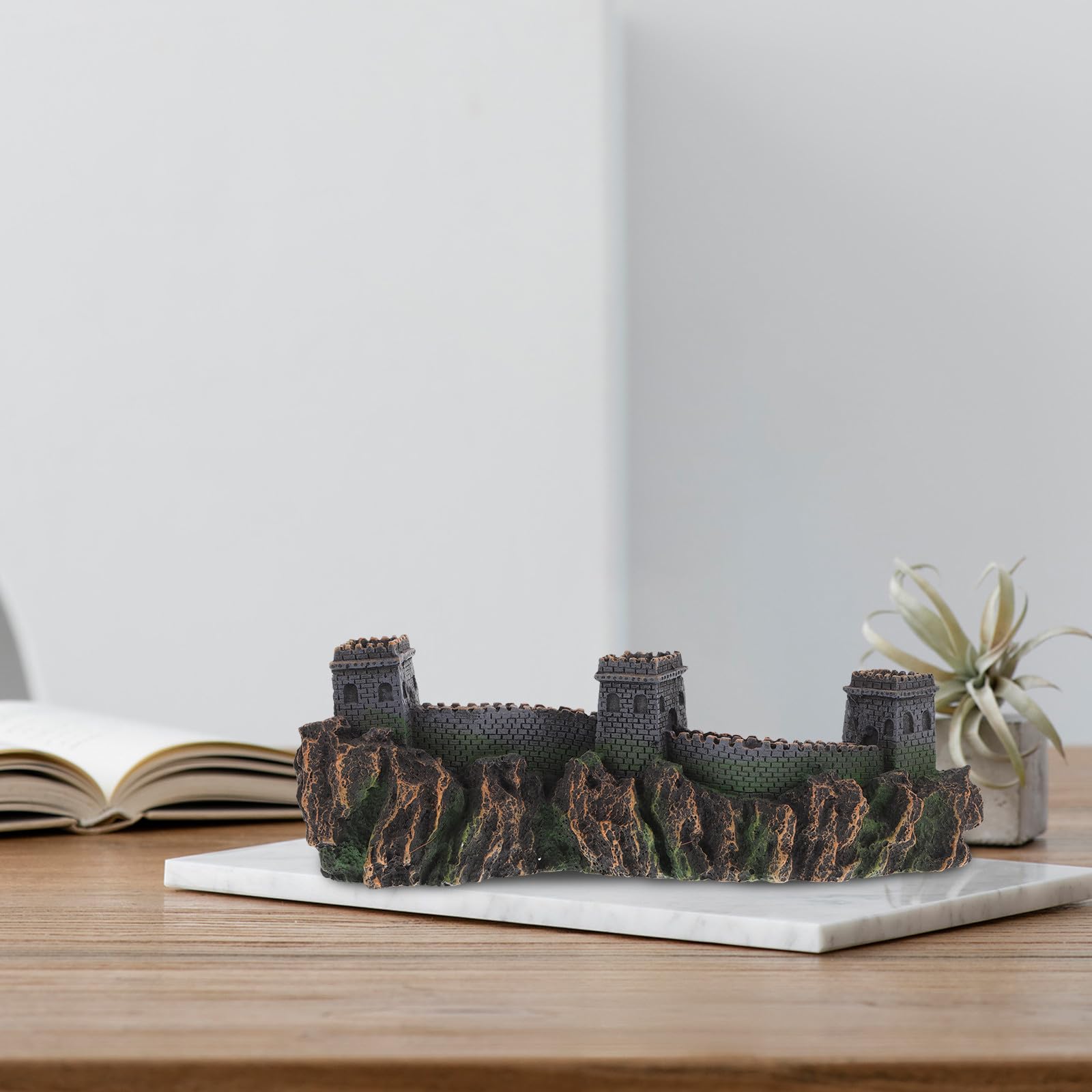 Veemoon Figura de Puente Chino en Resina para Decoración de Acuarios y Hogar, Modelo Artístico Coleccionable Adecuado para Adornos de Acuario y Escena del Tanque de Agua