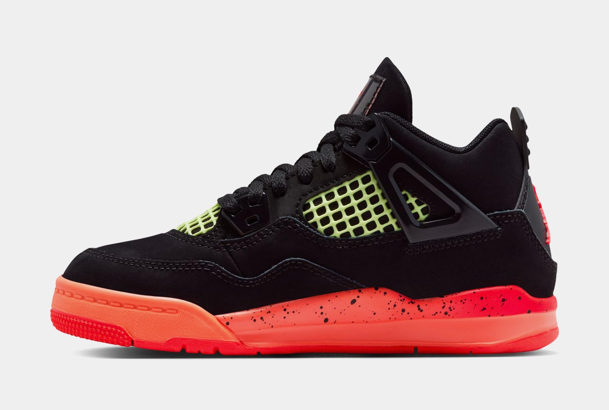 Air Jordan 4 Retro Nero Infrared 23 Preschool Lifestyle Scarpe (Black/Infrared 23/Bright Mango)