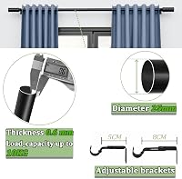 Venwemong Kihúzható Rozsdamentes Acél Függönyrúd - 25mm Átmérő, 60-135cm, Ezüst, 2db - Nappali, Hálószoba Ablakához, 10kg Teherbírás 5