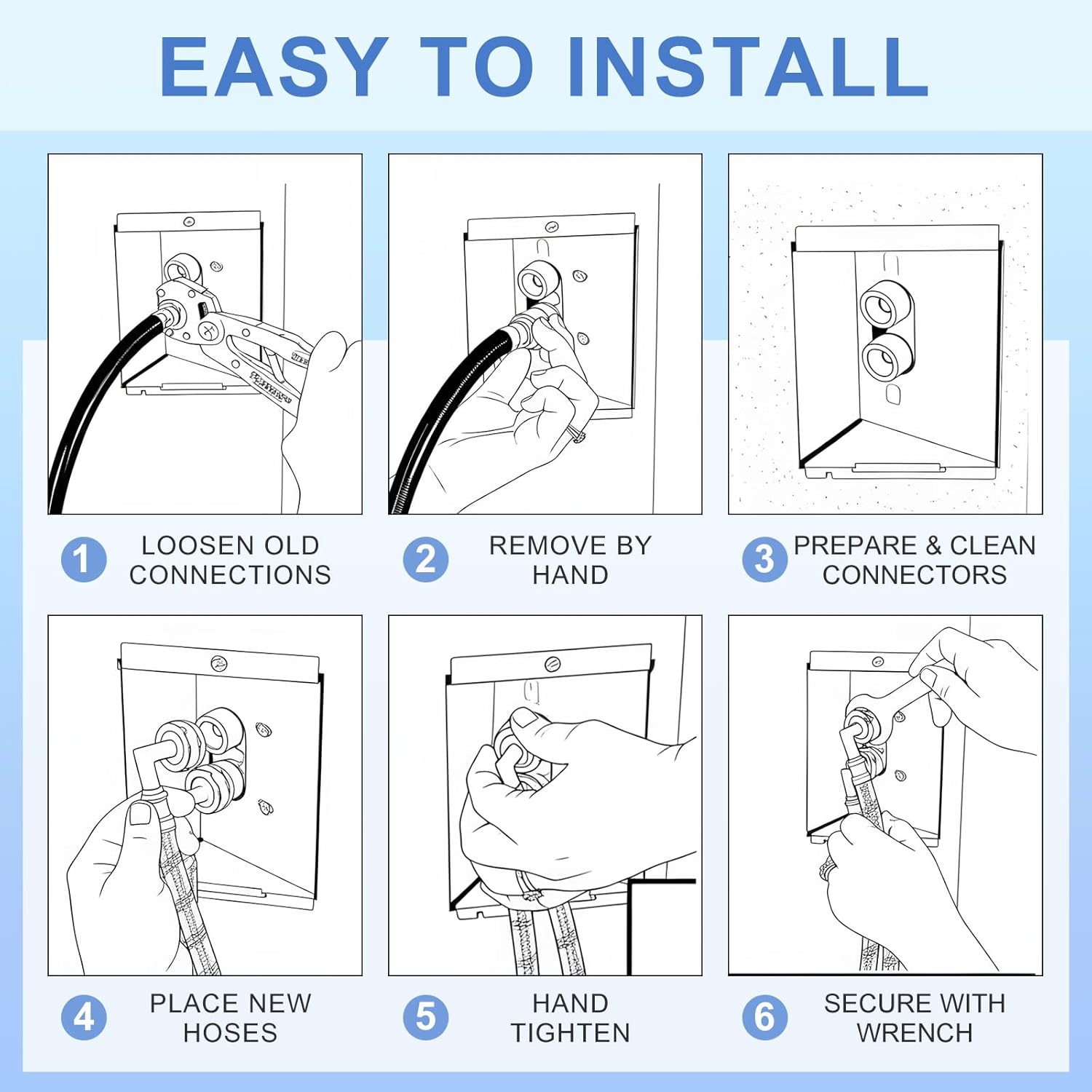 Sosation 25ft Washing Machine Hoses (2 Pack) with 90° Elbow & Straight End for Flexible Installation - Octagon Connections - Burst-proof Braided Stainless Steel Washer Supply Lines - Universal Fit