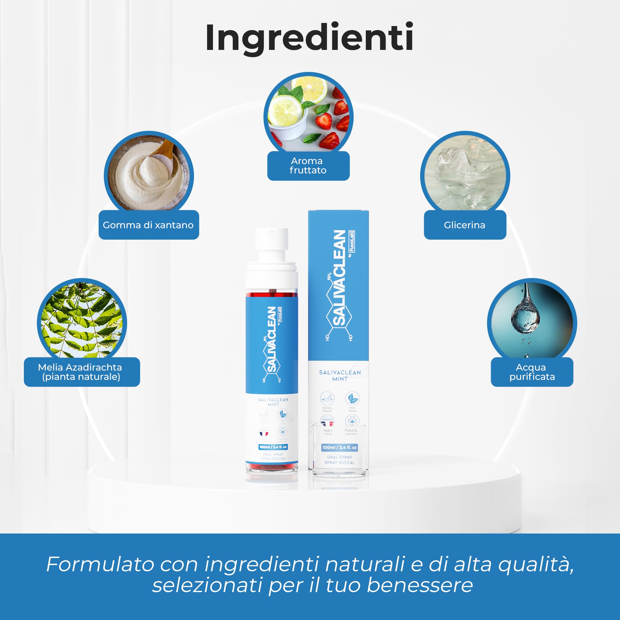 SalivaClean Anti-THC Spray Orale 100 ml Menta | Detox Salivare Istantaneo | Detergente Orale e di Saliva | Spray Detox Anti THC