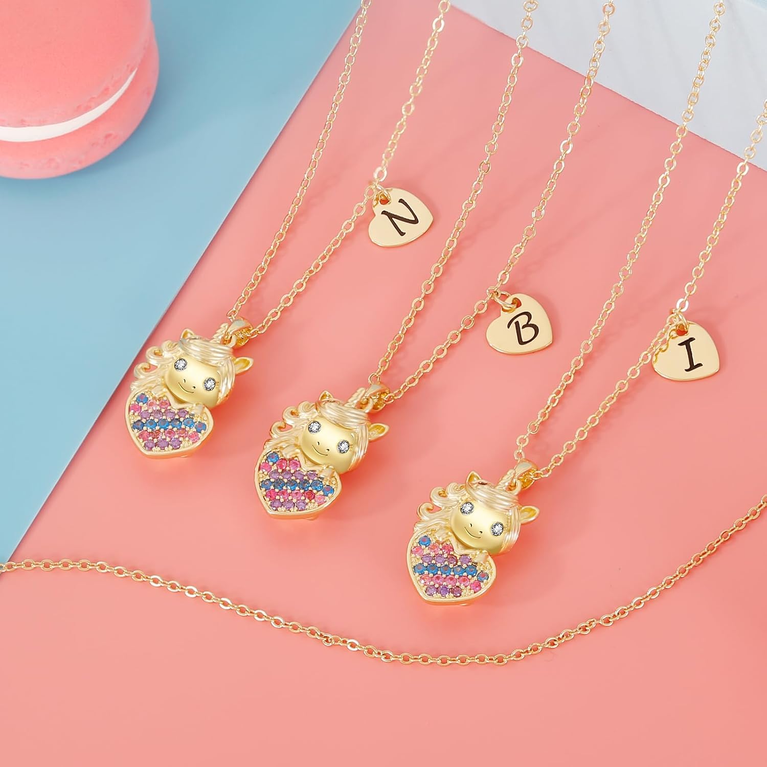 Women 3D Initial Unicorn Necklace, Heart Necklaces, Birthday Christmas Gift - Image 4