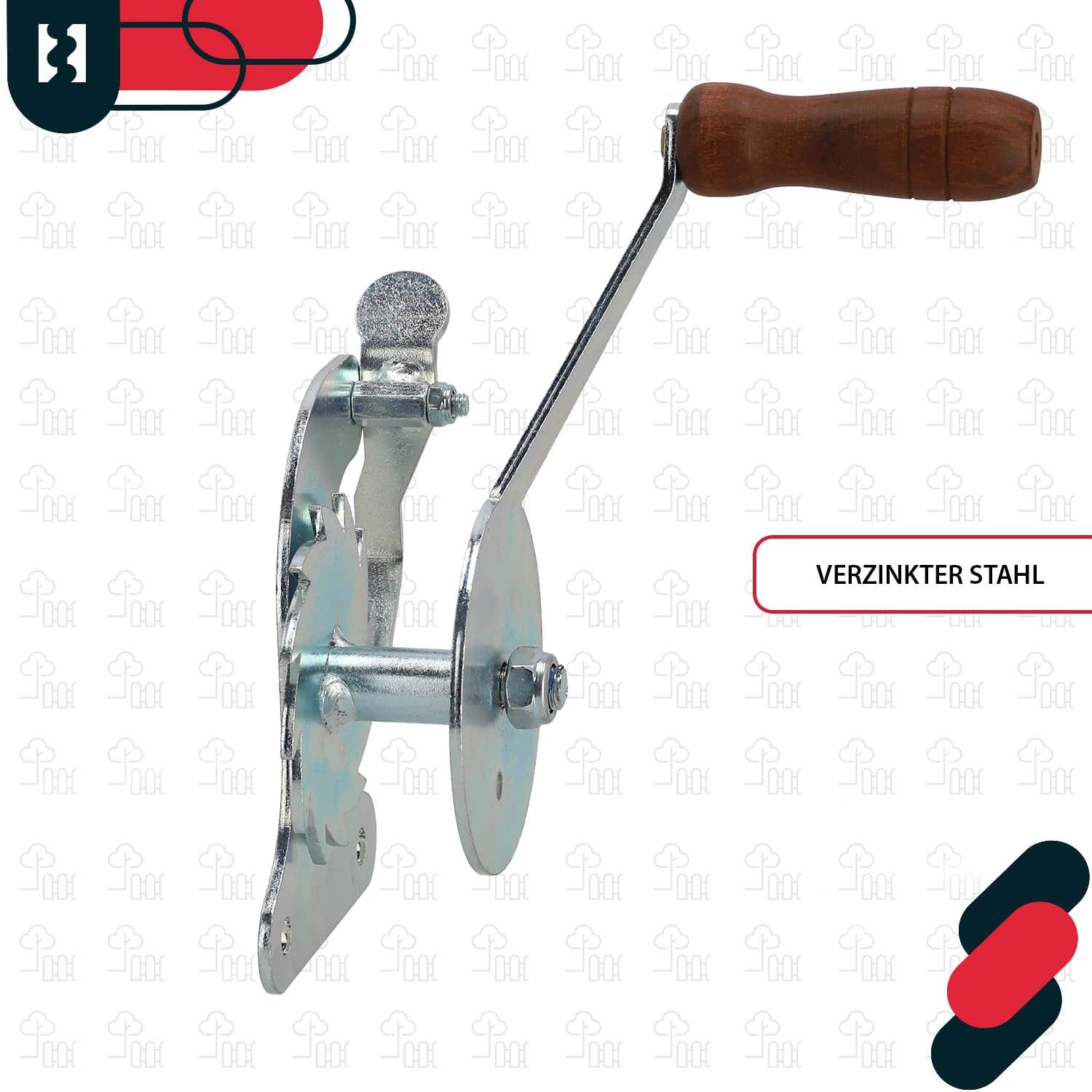 KOTARBAU® Carrete de parrilla para ajustar la altura de la parrilla de acero galvanizado con mango de madera Manivela de parrilla, manivela para parrilla