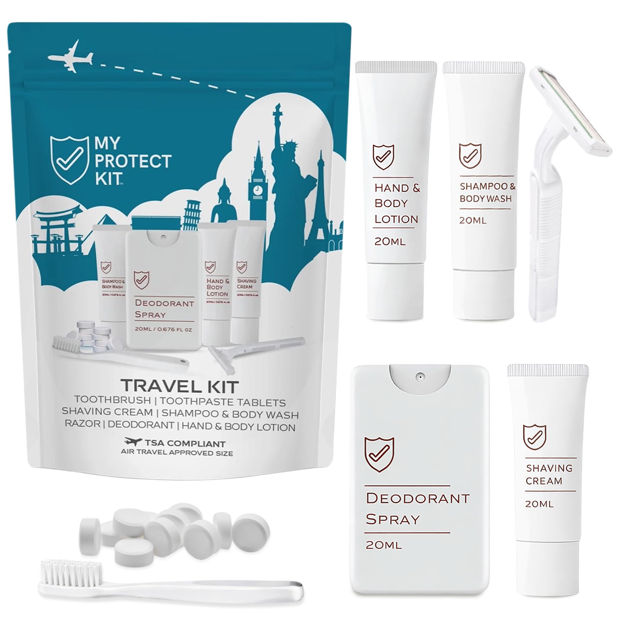 Amazon.com: MY PROTECT KIT Travel Kit - 20 Pieces Travel Size