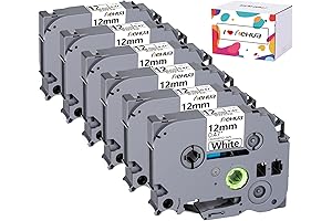 Professional Label Maker Tape 12mm Compatible for Brother Label Printer with Crisp...