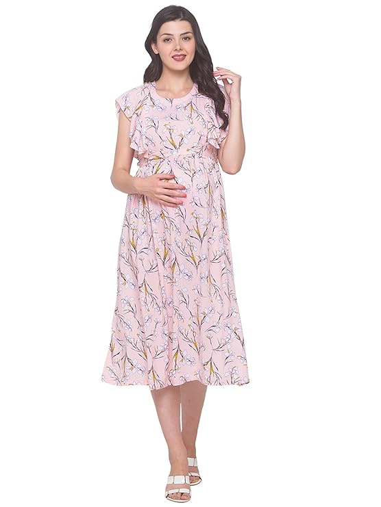 AV2 Women’s Viscose Regular Fit Anarkali Maternity Wear – Peach