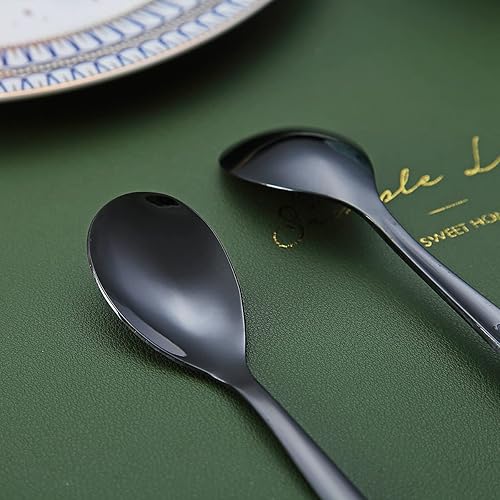 Miniatura 6 de Black Demitasse - Cucharas de café expreso de 5.5 pulgadas, juego de 6, acero inoxidable, aptas para lavavajillas