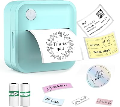 Label Maker Machine with Tape - Mini Sticker Printer Bluetooth Label Printer for Home Office Organization, Wide Waterproof Labels, Portable Thermal Sticker Maker