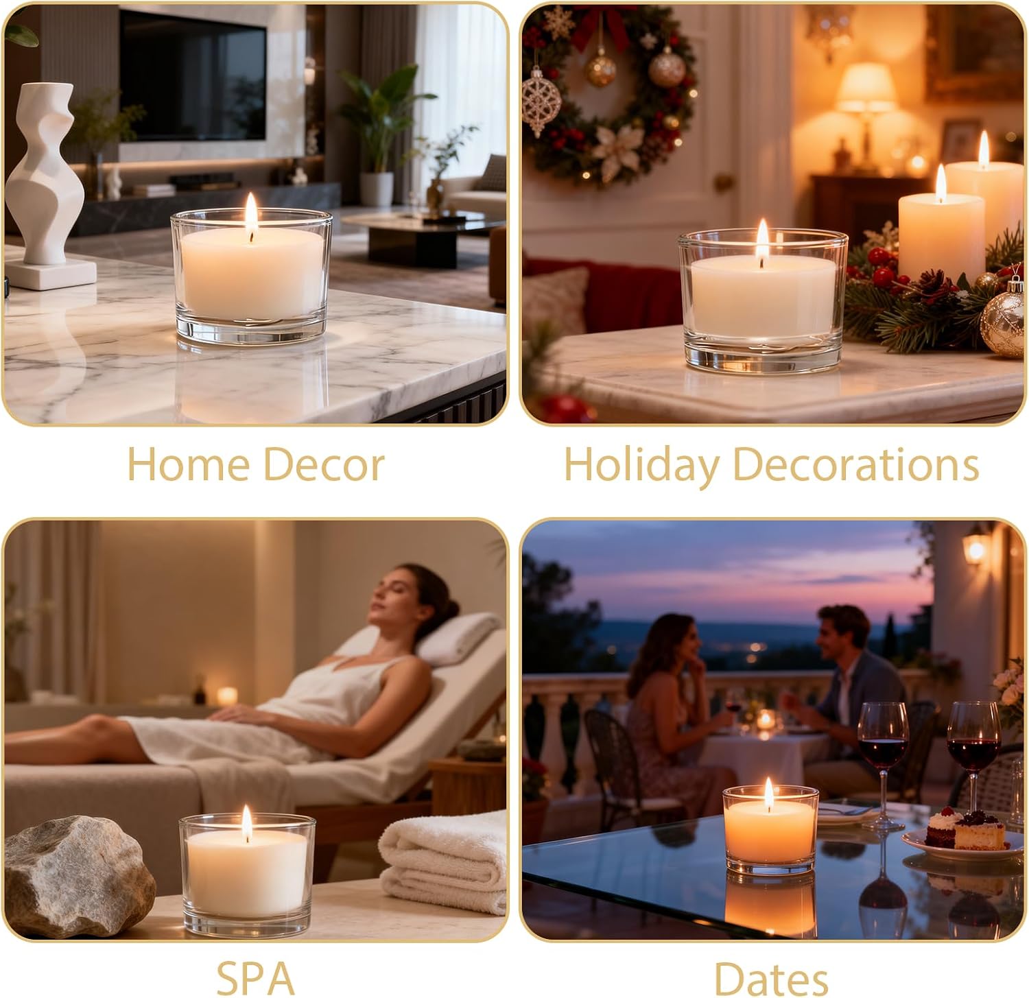 Vanilla Scented Candles 24 Pack, 4oz Clear Glass Jar Candle, Natural Soy Wax Aromatherapy Candle for Home Spa & Relaxation, Bulk Candle Set for Gifts & Decor