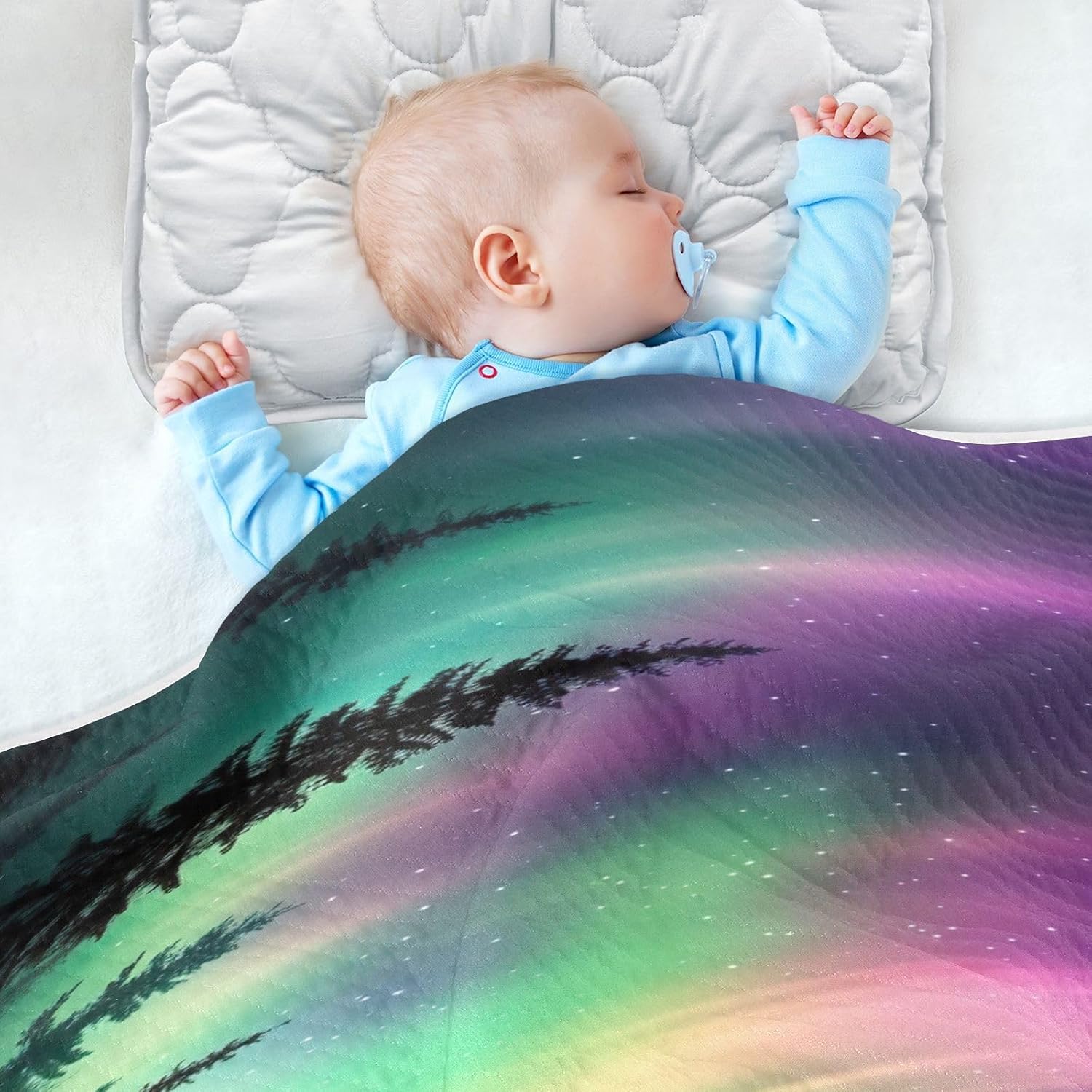 Kigai Baby Blanket for Boys Girls Wild Aurora Borealis Super Soft & Cozy Receiving Blanket Toddler Newborn Blanket for Swaddle Stroller Crib Nursery, 30x40 inch
