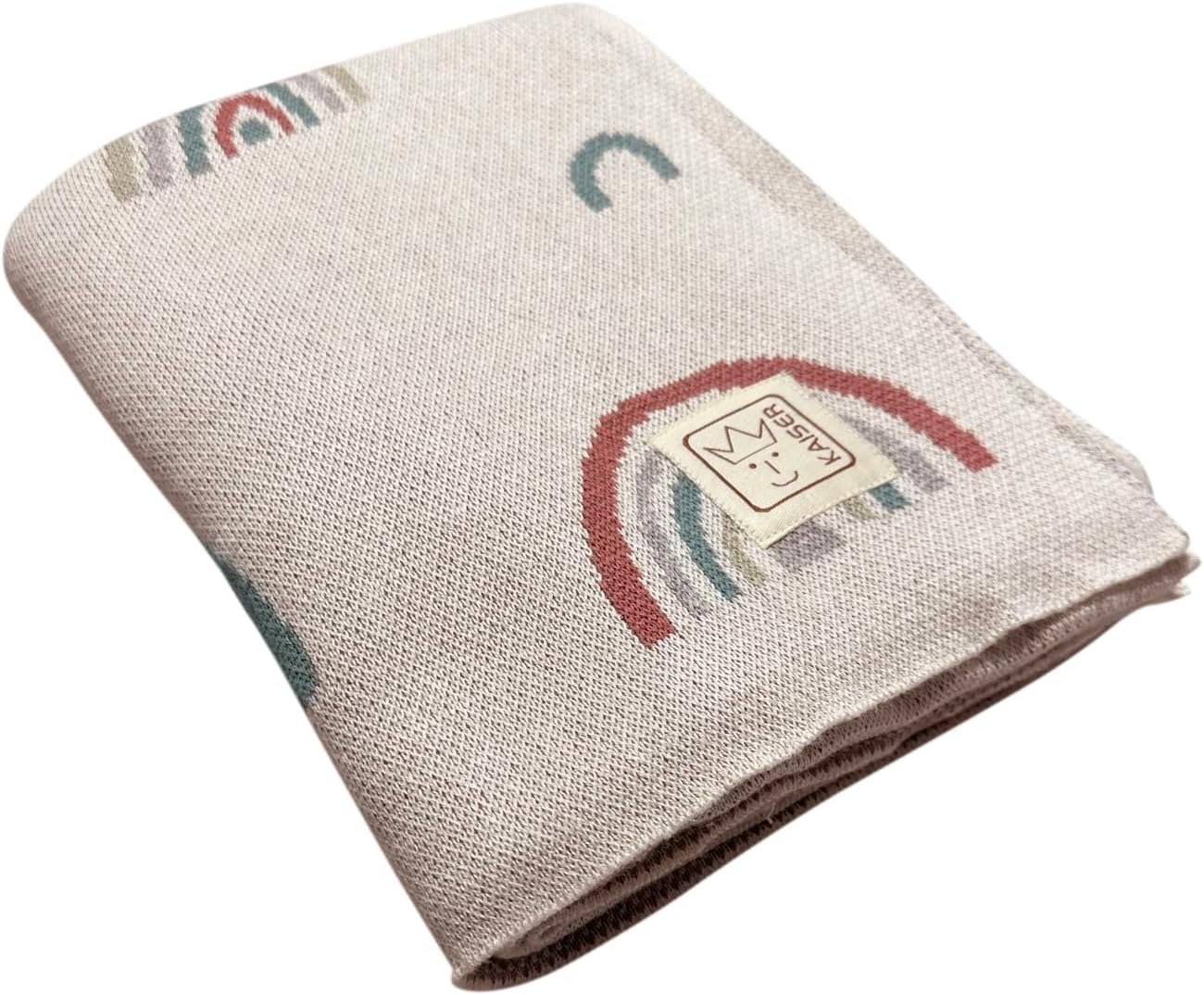 KAISER 65212 RAINBOW - Knitted baby blanket 100% organic cotton (kbA), breathable baby blanket, all year round, newborn, stroller blanket, baby shawl blanket, collar natural combo
