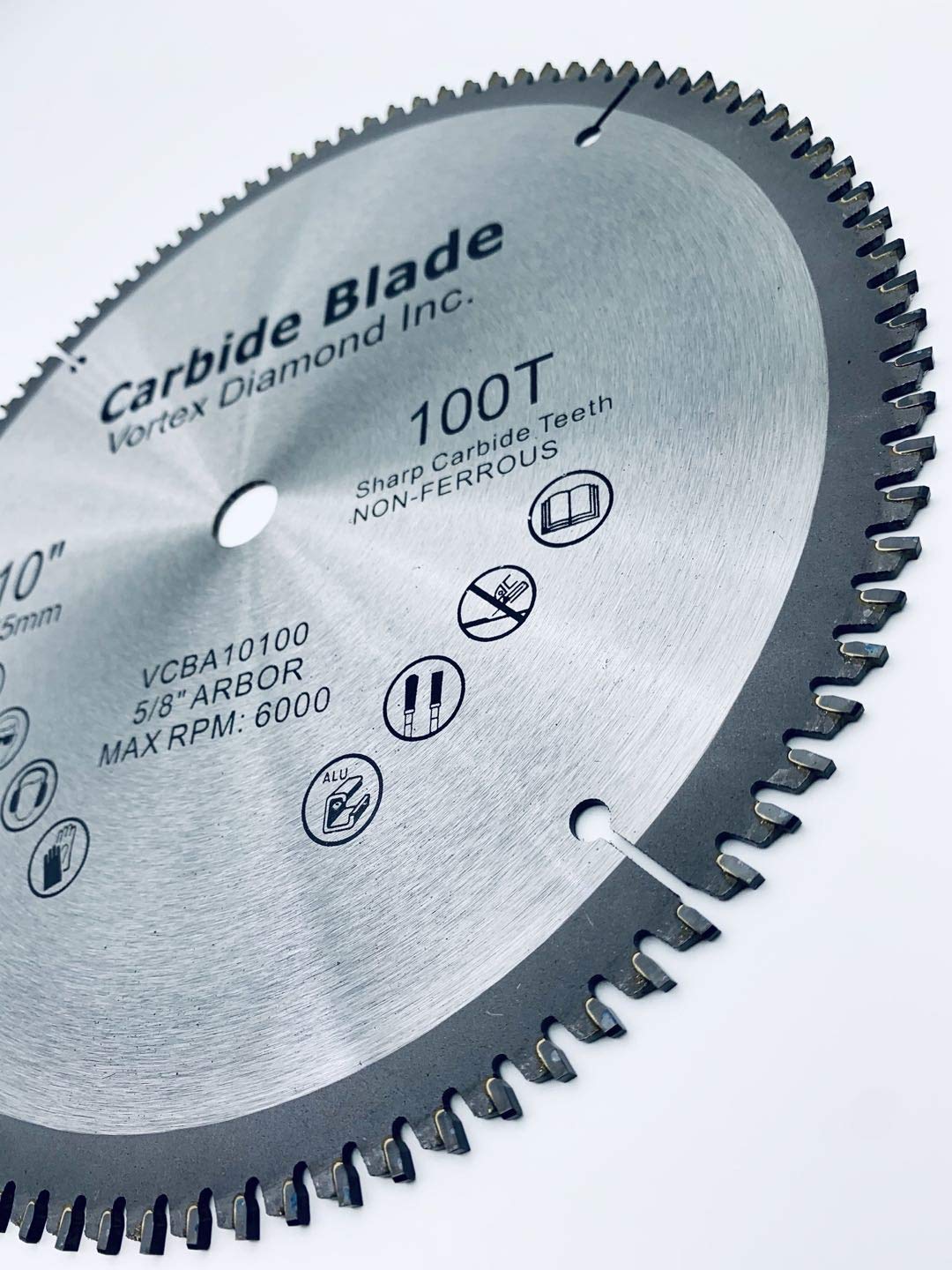 VORTEX DIAMOND 10 Inch 100 Teeth Aluminum Non-Ferrous Metal Circular Saw Blade with 5/8" Arbor (10 Inch 100 Teeth)