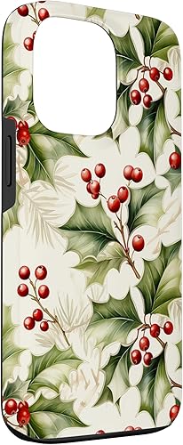Miniatura 3 de iPhone 13 Pro lindo Navidad acebo bayas y hojas patrón para la caja de Navidad
