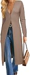 GRACE KARIN Women's Long Cardigan Sweaters 2026 Trendy Lightweight Knit Duster Coat V Neck Button Up Sweater Maxi Dress