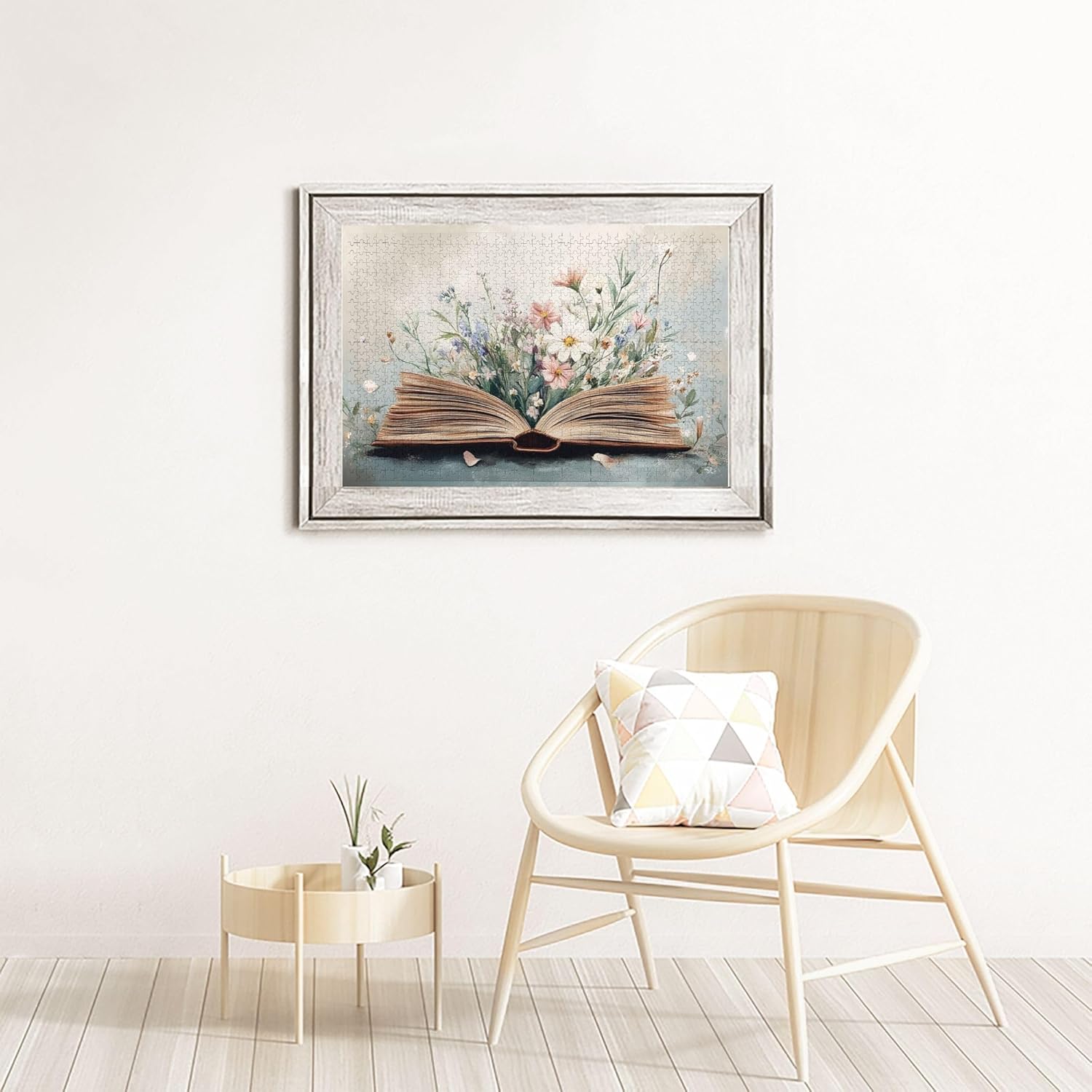 Flowers That Bloom from Books, Puzzles for Adults 1000 Pieces, Vintage Adult Hand Painted Wooden Puzzle, Unique Artwork for Adults, Creative Activity Hobbies for Adults