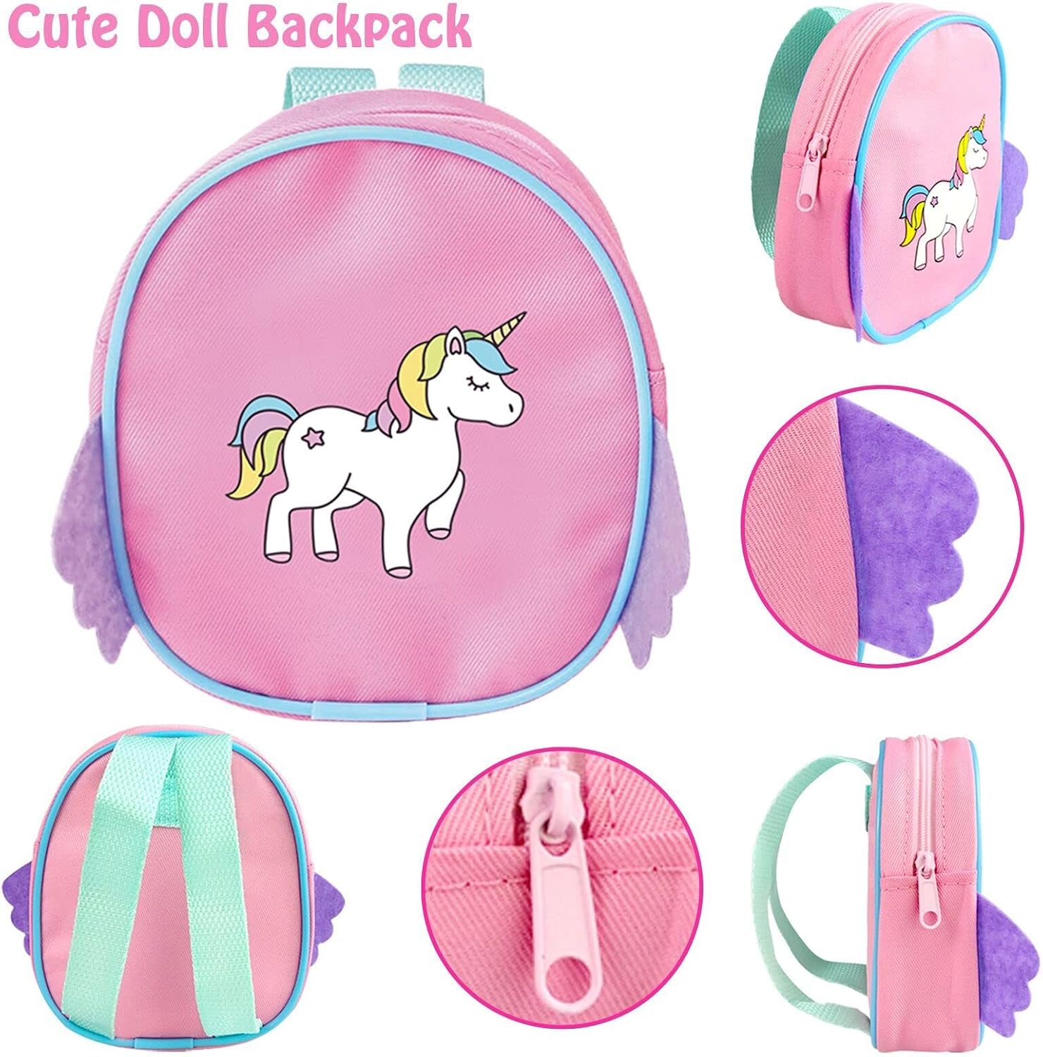 24 Pcs Doll Accessories for 18 Inch Doll School Set with Girl Doll Clothes and Accessories Doll Backpack Glasses Color Pens, Cute Doll School Supplies Play Set Girls Dolls Gift