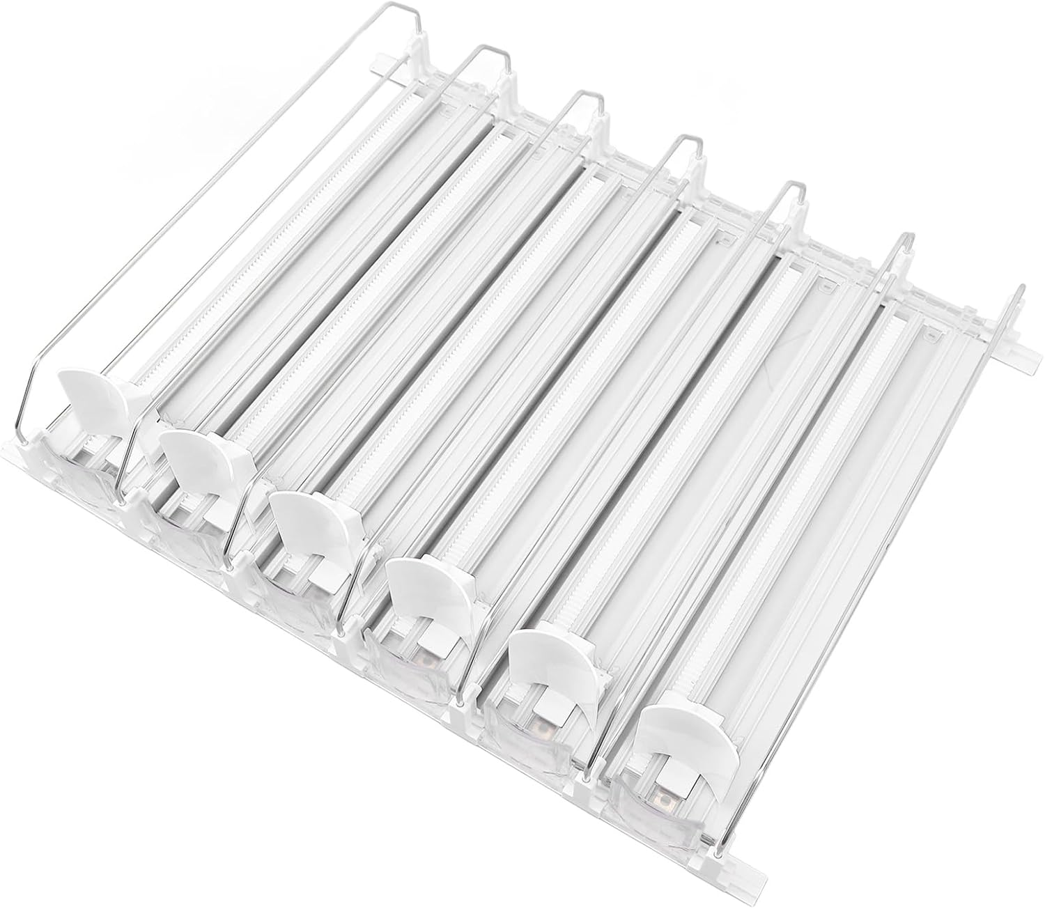 Fridge Drink Organizer, Automatic Pusher Glide Soda Can Dispenser Adjustable Can Holder for Refrigerator Beverage Organizational (White)