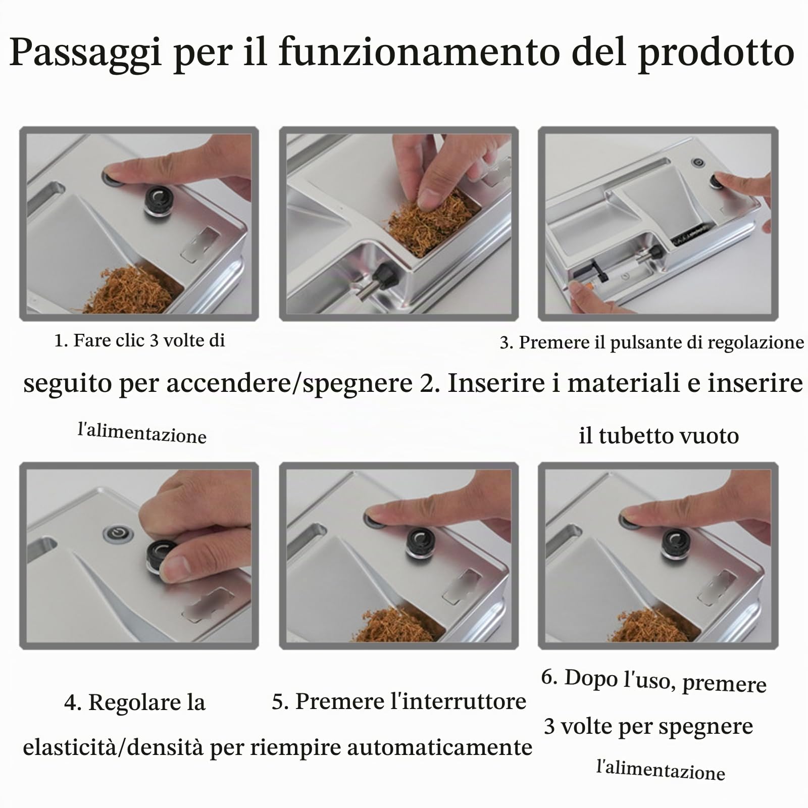 Macchinetta Elettrica Automatica per Sigarette,Automatico Della Sigaretta Del Rullo Del Tabacco Delle Macchine di Riempimento Della,8 mm/6,5 mm Doppio Uso,Infrarossi,Design Ricaricabile(Color:Black)