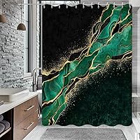 Vista 14 de Cortina de ducha con diseño de mármol verde, verde azulado y blanco degradado, moderna, abstracta, de lujo, ondas, decoración del hogar, tela