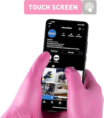 Miniatura 6 de OKIAAS Guantes desechables de vinilo negrorosa, sin látex, grado alimenticio, 5 mil, para cocinar, limpiar, tinte para el cabello, 501002001000