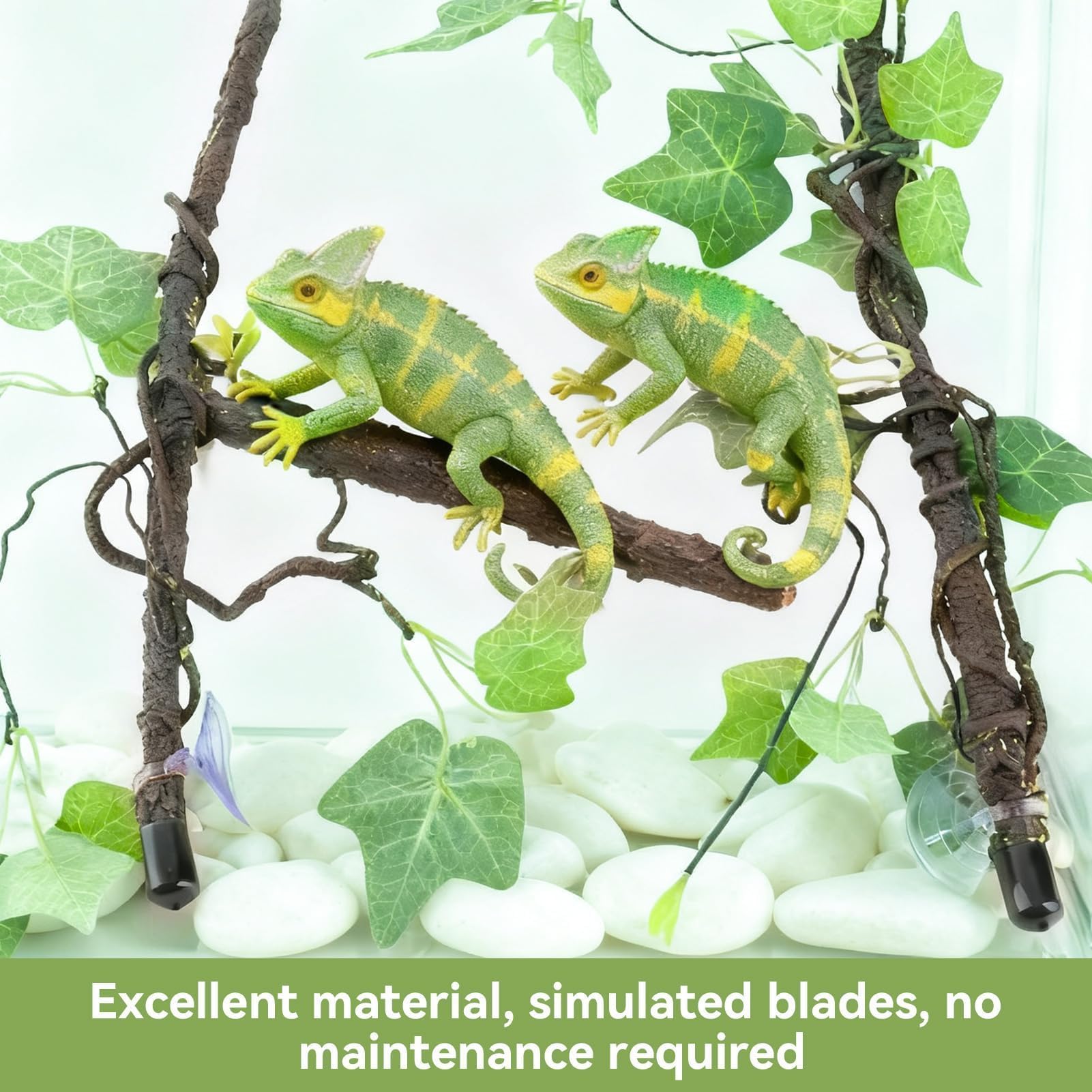 Decoración De Ramas De Reptil, Decoración De Plantas para Terrarios Rama De Esquina 2 Piezas De Enredaderas Rama De Esquina Guirnalda De Plantas con Ventosa para Anfibios, Lagartos, Serpientes