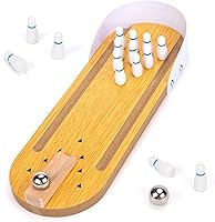 Vista 1 de MCPINKY Mini juego de bolos, mini juego de bolos de mesa, juego de bolos de escritorio, juguete pequeño para el hogar, bolera