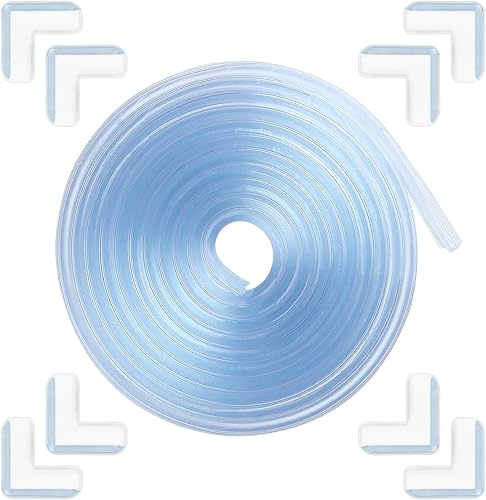 Protector de esquina de borde a prueba de bebés de 6.6 pies (6.6 ft) con 8 esquinas, protectores de esquina suaves y transparentes a prueba de