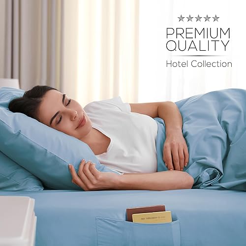 Vista 87 de Mueller Serie 1800 - Juego de sábanas ultrasuaves de 6 piezas, esquinas profundas de hasta 16 pulgadas, transpirables, hipoalergénicas, Verde