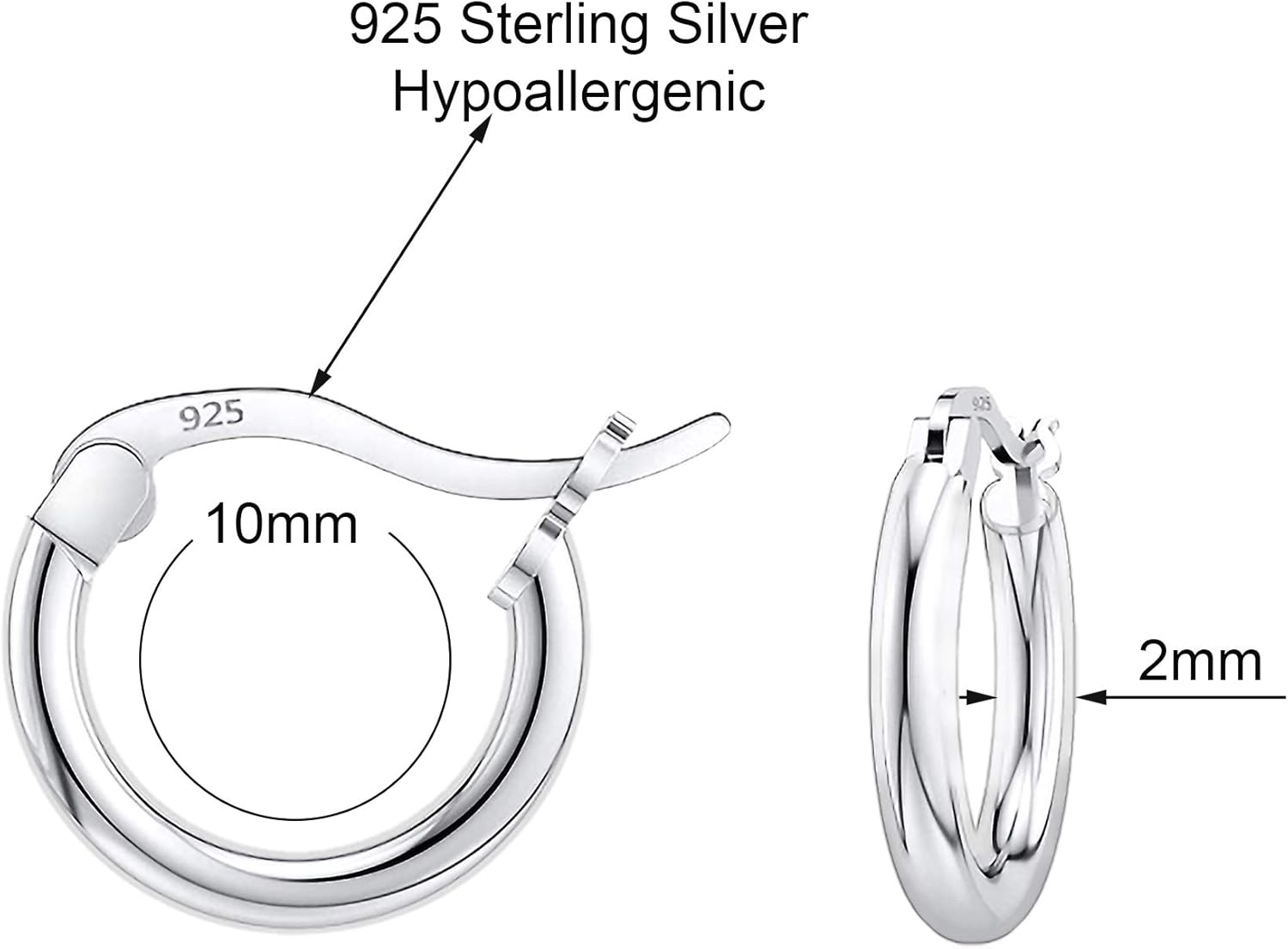 Savlano 925 Sterling silver Round Hoop Earrings for Women & Men Comes in 10MM-25MM - Image 3