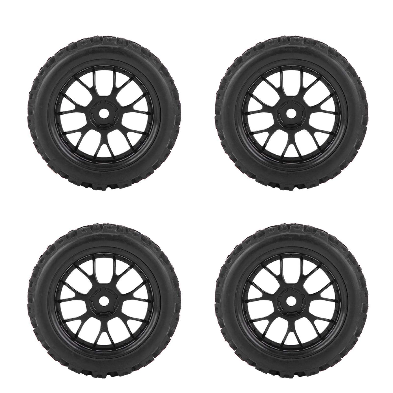 Pneus de Remplacement, 4 pièces/Ensemble Jante de Roue de Pneu en Caoutchouc de Pneu de véhicule Tout-Terrain de Course pour Hsp Redcat dépasser la Voiture Rc Traxxas Tamiya Hpi 1/10(Noir)