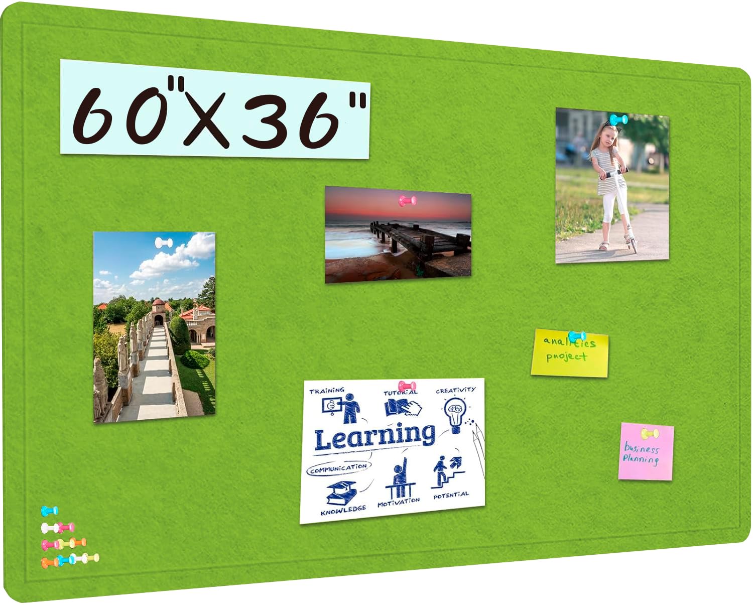 Large Bulletin Board - 60 X 36 inches Cork Board with 30 Pushpin, 5' x 3' Cork Board for Walls Pin Board, Self-Adhesive Felt Board Vision Board