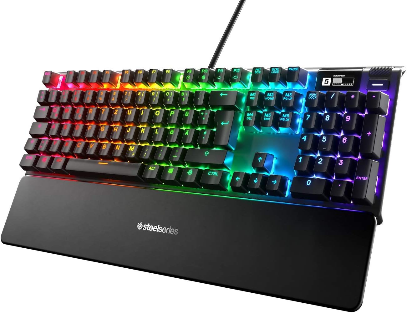 SteelSeries Apex Pro Mechanical Gaming Keyboard, Adjustable Actuation Switches, OLED Display, Red Switches, German QWERTZ Layout