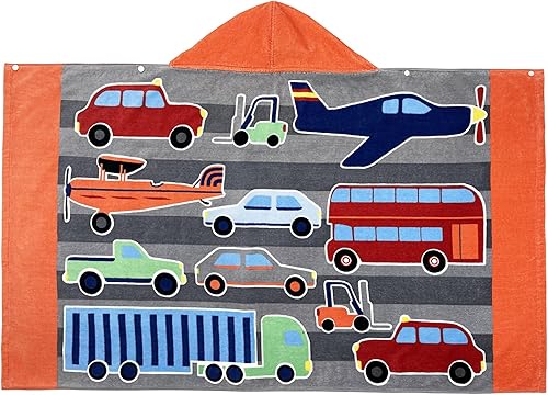 Miniatura 2 de BANGSAUR Toallas de playa con capucha para niños, 100 % algodón, 50 x 30 pulgadas, manta envolvente, niños pequeños de 3 a 12 años, toalla de