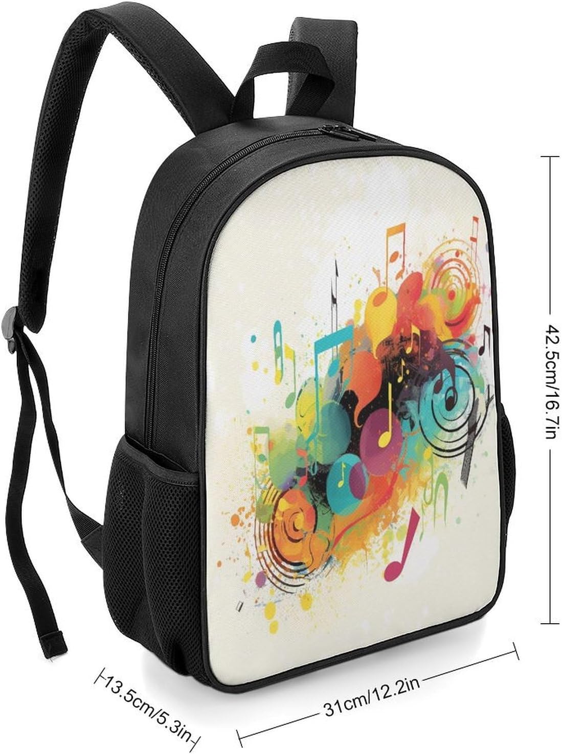 Abstract Music Themed Casual Daypack Hiking Backpack BookBag image 2