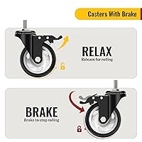 Vista 3 de HOLKIE Ruedas giratorias de 4 pulgadas, ruedas de vástago de bloqueo total, 3/8 pulgadas -16 x 1