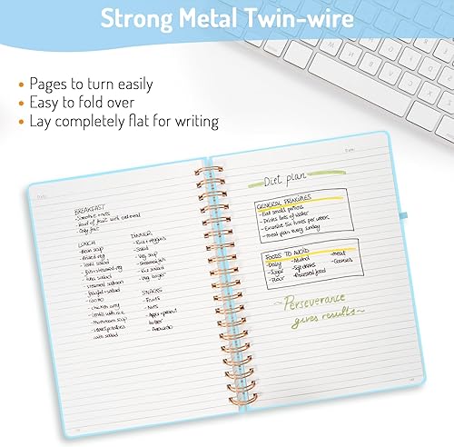 Vista 96 de Forvencer Cuaderno rayado en espiral con 300 páginas numeradas, diarios gruesos A5 para escribir con papel de 3.53 oz/m², cuadernos de tapa dura