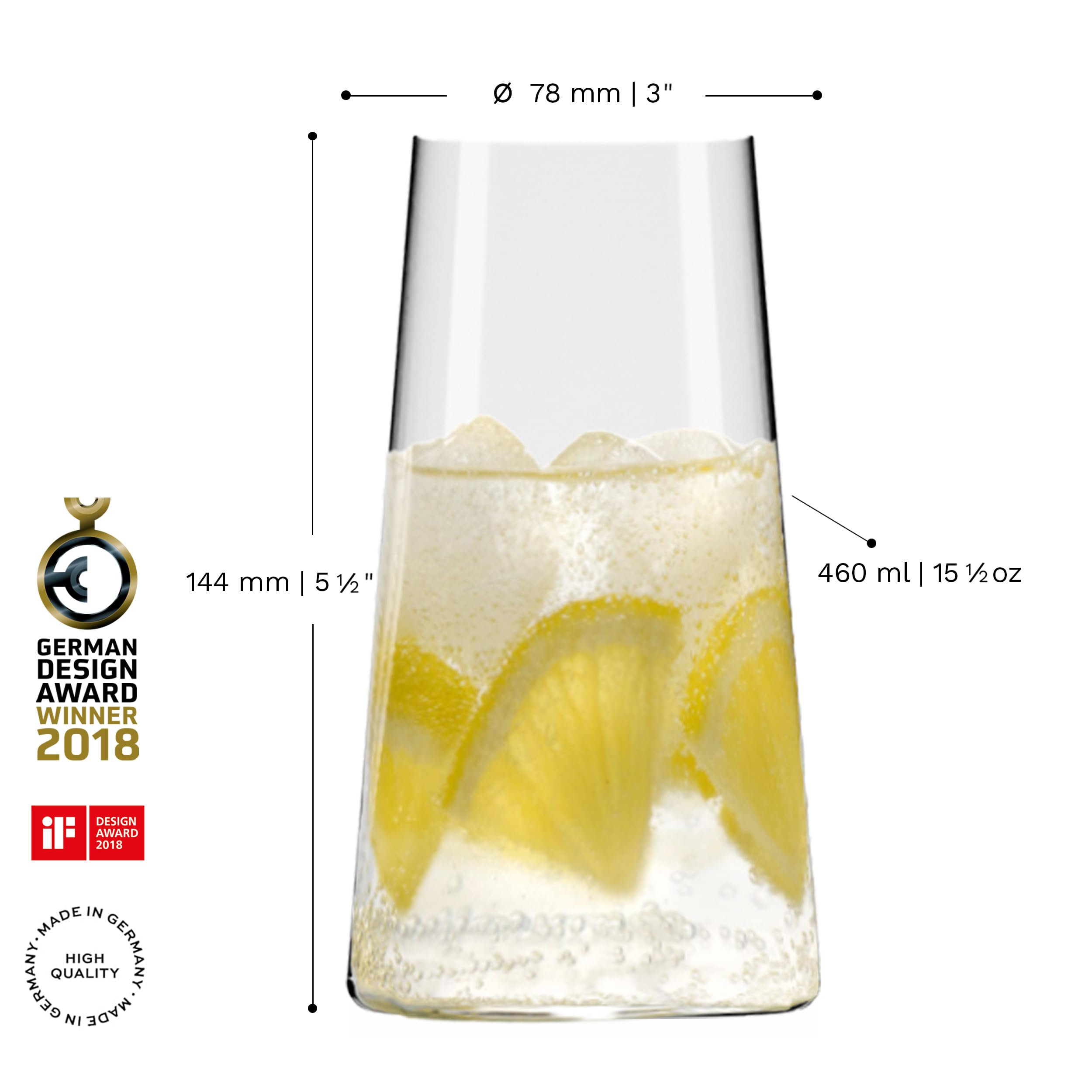 Stölzle Lausitz Highball glazen Experience Grote set van 6 480 ml - elegante kristallen glazen voor water, sap en cocktails - vaatwasmachinebestendig en schokbestendig - Made in Germany