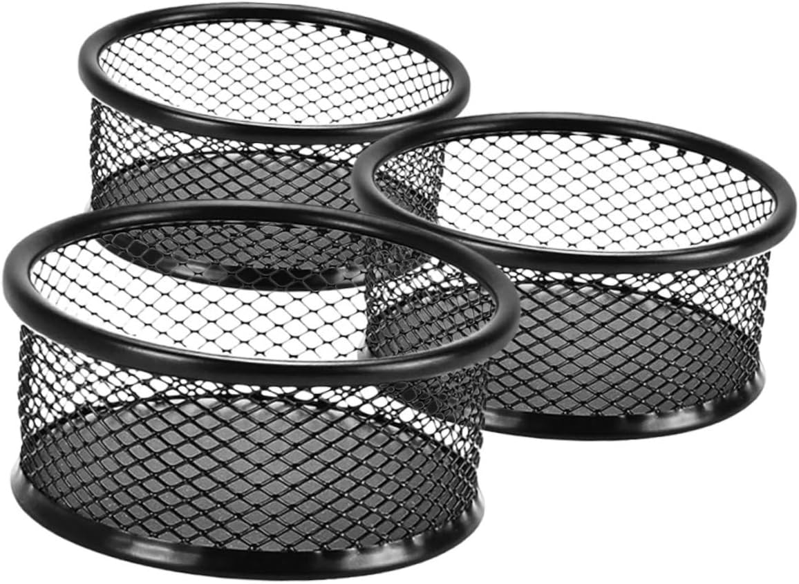 3pcs Mesh Metal Paper Clip Holder Space-saving Organizer for Desk Office School Binder Clip Dispenser Black for Efficient Storage