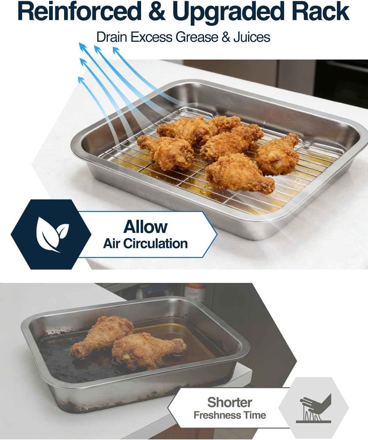 Grilling Prep and Serve Trays with Lid, Stainless Steel Extra Large Grill Carry System, Deep Marinating Container with Cutting Board for BBQ Outdoor Grilling, Pro Series