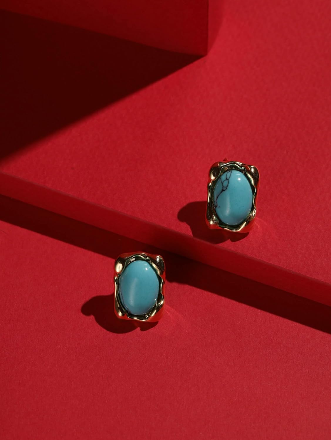 MINACHI Green Faceted Teardrop Stud Earrings for Women, Emerald-Tone Look, Lightweight Vintage-Inspired Studs - Image 8