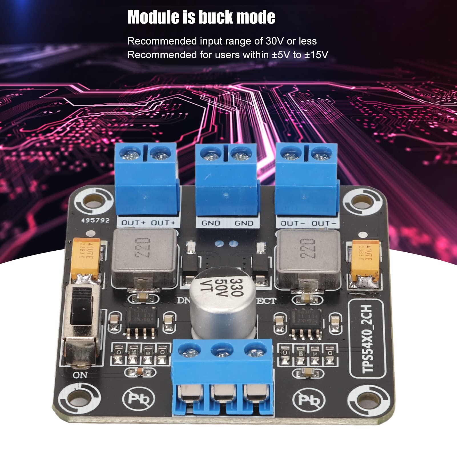 ASHATA Modulo a Doppia Uscita Positivo Negativo, Moduli a Doppia Alimentazione, TPS5430 12V 15V Protezione Connessione Inversa Modulo Convertitore di Tensione a Basso Rumore
