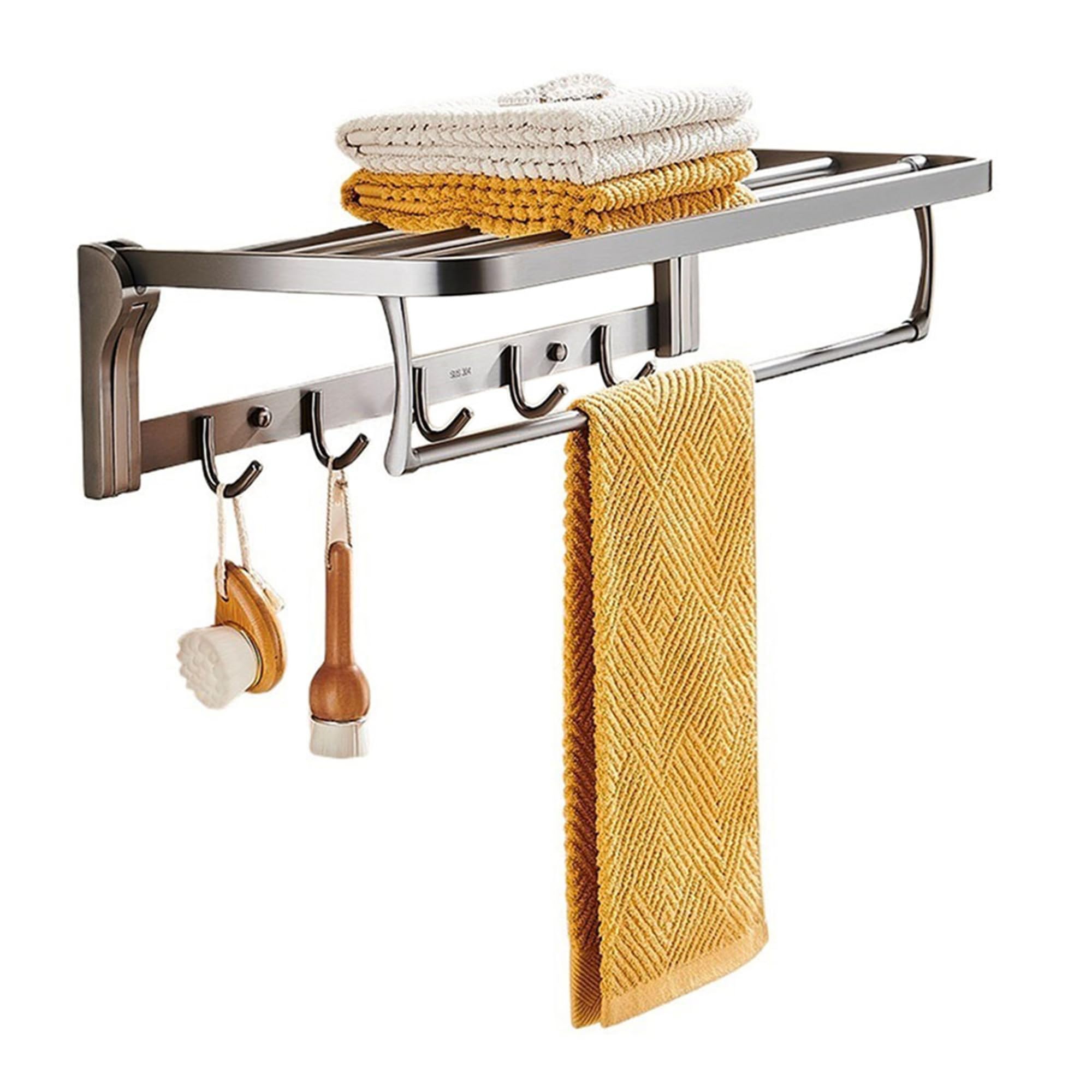 Porte-serviettes en acier inoxydable 304 et étagère de douche murale durable pour salle de bain
